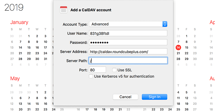 server path for caldav mac calendar