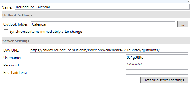 roundcube server settings for outlook