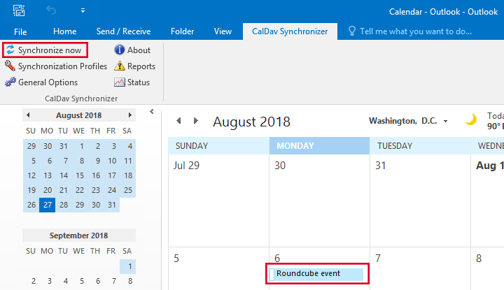 outlook android app caldav